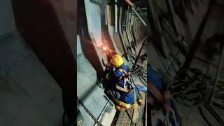 Welder Welding the ship side plate very professionally in Indonesia Dock yard Batam #ship #viral #