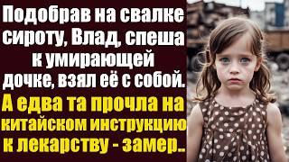 Подобрав на свалке сироту, Влад, спеша к умирающей дочке, взял её с собой. А едва та прочла на...