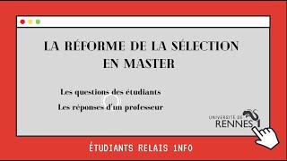 Droit - Réforme de la sélection en Master