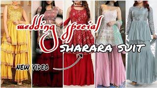 sharara suit with frilled plaza /party wear sharara suit / wedding outfit ideas #fashion