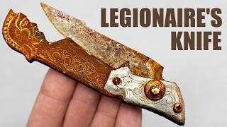 Rare rusty switchblade knife restoration. Perfect Restoration