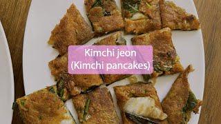 Kim chi pancakes (Kim chi jeon) — a crispy vegetarian/vegan snack.