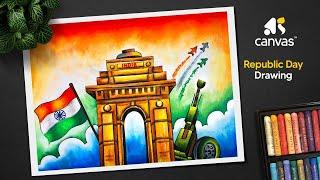 Indian republic day drawing | Easy Republic day drawing oil pastel