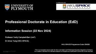 Professional Doctorate in Education (EdD) Information Seminar - 22 Nov. 2024