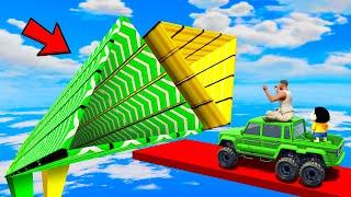 SHINCHAN AND FRANKLIN TRIED THE INVERTED TRIANGULAR SPEED BOOSTERS TUNNEL PARKOUR CHALLENGE GTA 5