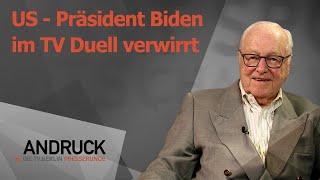 Andruck der Pressetalk - US Präsident Biden im TV Duell verwirrt