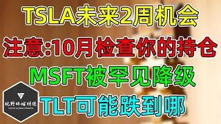 美股 TSLA未来2周机会！MSFT被罕见降级！注意：10月年度不佳的会更差！TLT可能跌到哪？