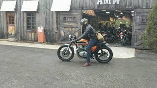 Our client's first ride on his recently completed 1976 Honda CB750K6 café racer custom.