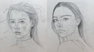 How to draw a portrait using Loomis method