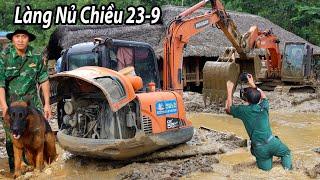 Làng Nủ chiều 23-9| Máy xúc cứu nạn chìm nghỉm| Những tay lái cừ khôi cứu máy