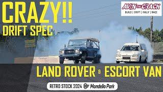 HITTING THE TRACK! Custom build drift spec Land Rover Defender V8 & C20XE Ford Escort van tear it up