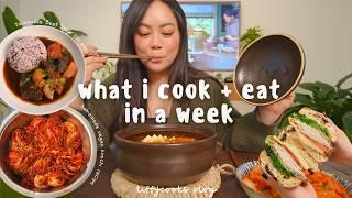 *realistic* what i eat in a week ft. healthy & easy recipes | vegan kimchi recipe, new year bingo