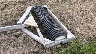 OldGuyDIY DIY Food Plot Field Small Farm  Cultipacker From Plastic Culvert, Quikrete 2x4's In Action