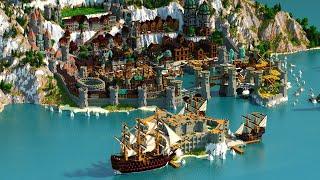 City of Khiessal - Minecraft Medieval Harbor City Build Timelapse - Docks, Ships, Sea Fort | Part 2