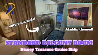 Disney Treasure Standard Balcony Room Tour with Bunk Beds