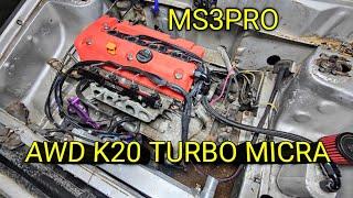 K20 Micra on MS3PRO. Powered up for the 1st time