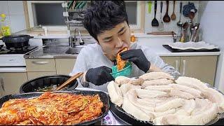 꽃돼지 통수육보쌈 배추김치 냉모밀 고기도둑 한식먹방[korean food]mukbang Eating show 吃播