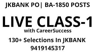 #JKBANK PO/BA-|Free Class- 1| How to Study|Best tricks and tips 9419145317