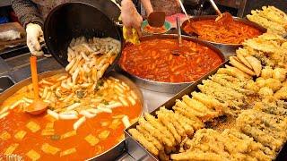 The King of Street Food! spicy rice cake , various fried foods - BEST 3 / Korean Street Food