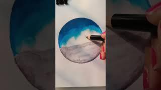 Let's make Winter  Bubble Painting using Alcohol Markers #shorts