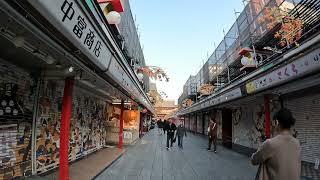 Asakusa Tokyo, Japan walking tour 2024 vlog.  Nakamise Shopping Street to Sensoji Temple.