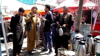 Satisfactory market of a tea seller in Chehelston / رضایت چای فروش از بازار فروش چای در چهلستون