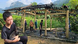 Orphaned boy - Helped by everyone to dismantle house after fire and set up tent to live temporarily