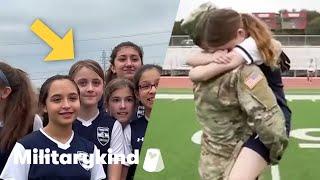 Army vet sneaks home for daughter's soccer game | Militarykind #Shorts