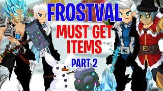 AQW Must Get Frostval Items! (Part 2) | AC Tagged - Boss Drops - Seasonal Gear - Merge Shops!