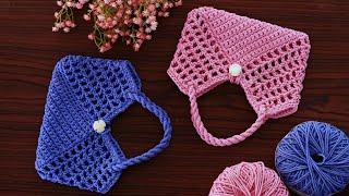 Knitting bag  design for beginners #woolen crochet purse making #easy project #örgü model