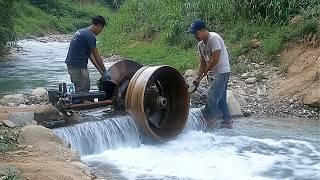 Men Build DIY Hydroelectric Water Turbine in a River Current | Start to Finish By @Life_in_Vietnam