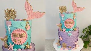 Mermaid Cake! | Under the Sea Cake Tutorial | Easy Mermaid Cake Tutorial | Deniz CAKE