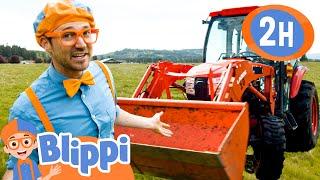 Blippi Learns About Tractors and Trucks | Blippi  |  Moonbug Subtitles  | Learning Videos