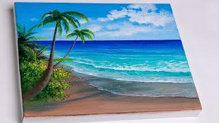 Beach Painting | Seascape Painting | Acrylic Painting Tutorial for Beginners