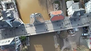 Drone flight over Bad Kreuznach, Rhineland Palatinate, Germany