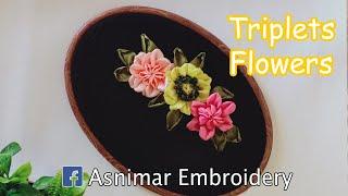 Ribbon Embroidery Tutorial | Triple Flower Design