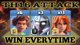 TH16 NEW ATTACK STRATEGY! 6 ROOT RIDER + 3 ELECTRO TITAN + 13 VALKYRIE - BEST TH16 ATTACK STRATEGY -