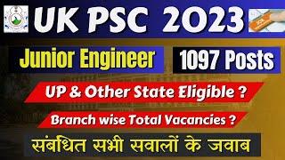 UKPSC JE 1100 Post Vacancy out || other state eligible ? || Branchwise vacncies