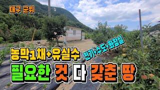 계곡물 흐르는 군위 땅. 농막1채+유실수+화장실+전기+수도﻿[매물 950]