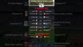 Premier League ~ Schedule Matchweek 8 #shorts