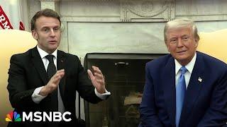 French President Emmanuel Macron fact checks Donald Trump on his lies about funding Ukraine