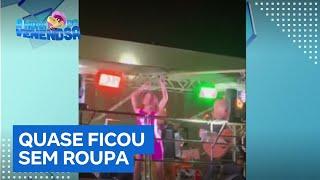 Que sufoco! Vestido da cantora Maiara, da dupla com Maraisa, abre no meio de show na Bahia