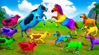 Epic Animal Revolt: Magical Color Cows vs Horses | Funny Animal Fight