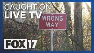 Wrong-way driver interrupts FOX 17 reporter's live report on wrong-way drivers