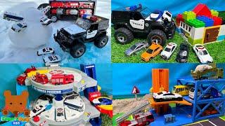 Police Car & Car Carrier Find 12 Police Cars! Police Cars Stories!【Kuma's Bear Kids】