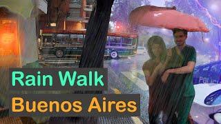 BUENOS AIRES, Argentina — Heavy Thunderstorm (ASMR Umbrella City Rain Sound) WALKING TOUR【4K】️