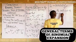 GENERAL TERM OF BINOMIAL EXPANSION ( The nth term  , The coefficient of terms) Well Explained #maths