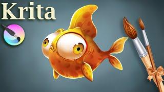 Krita Digital Drawing Tutorial- Digital Illustration of Goldfish - Speed Paint by Pallab Biswas