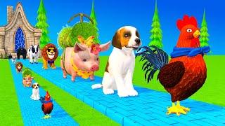 Paint Animals Duck,Dog,Lion,Chicken,Cow,Tiger,Gorilla,Elephant Fountain Crossing Animal Game Ne