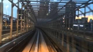 Tokyo Yurikamome line train passing the Rainbow Bridge